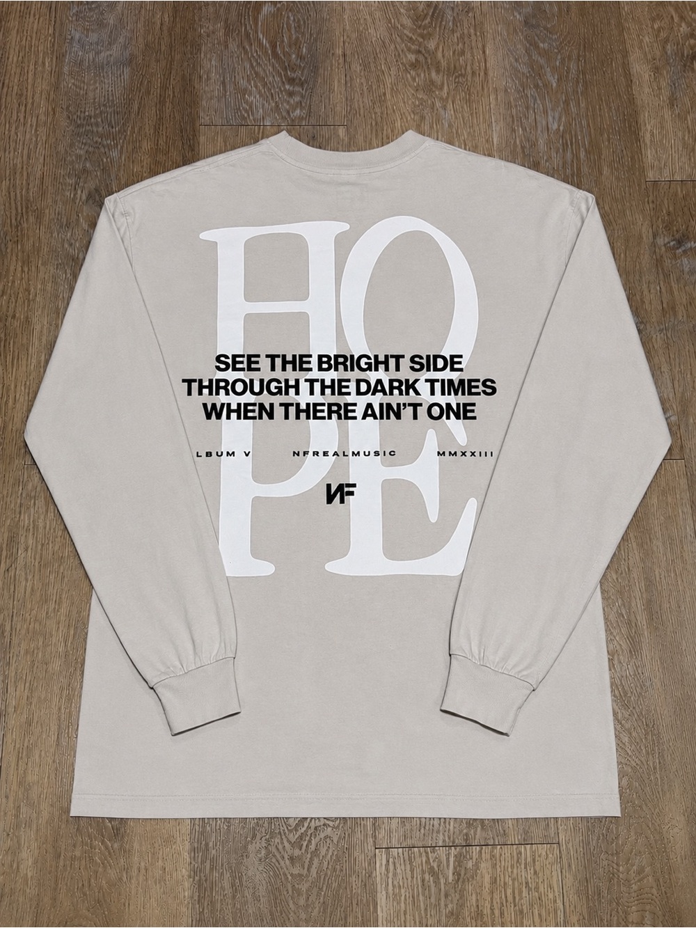 NF Vintage Oversized Long sleeve 100% Cotton White and Beige T-Shirt Large